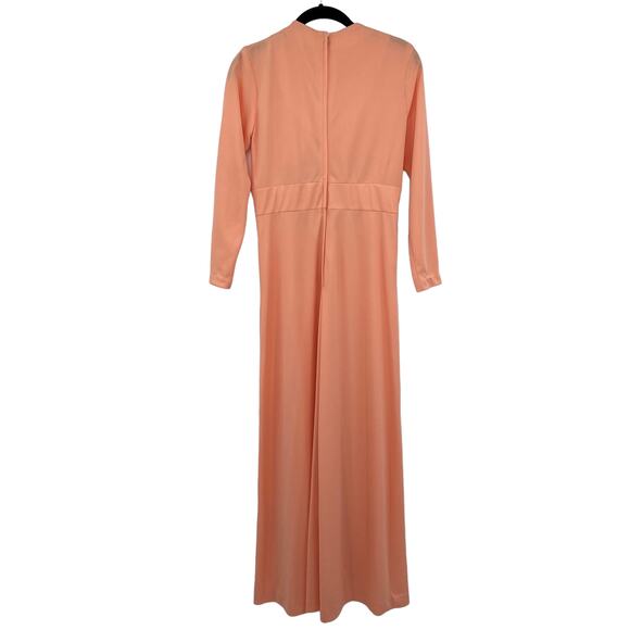 Vintage 60s 70s Maxi Dress Peach Empire Waist Renaissance Womens Size Small - Picture 5 of 12